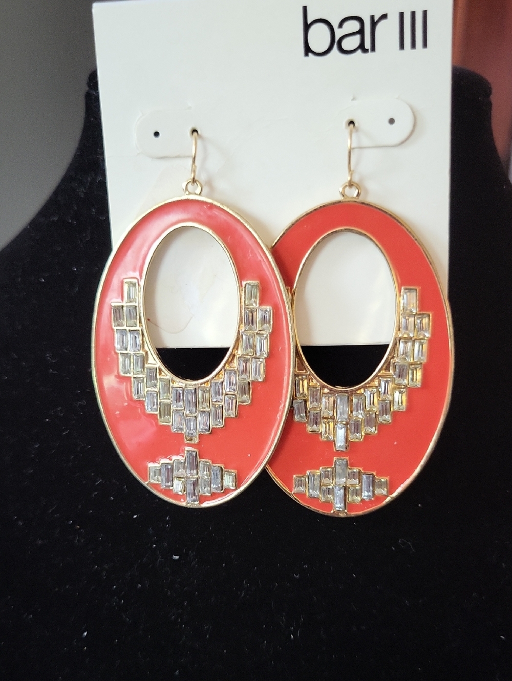 Bar III Orange Enamel Gold-tone Drop Earrings